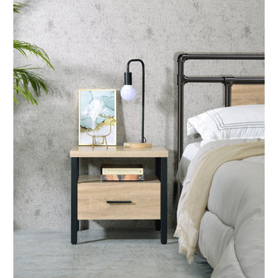 Yawan Oak & Black Finish Accent Table