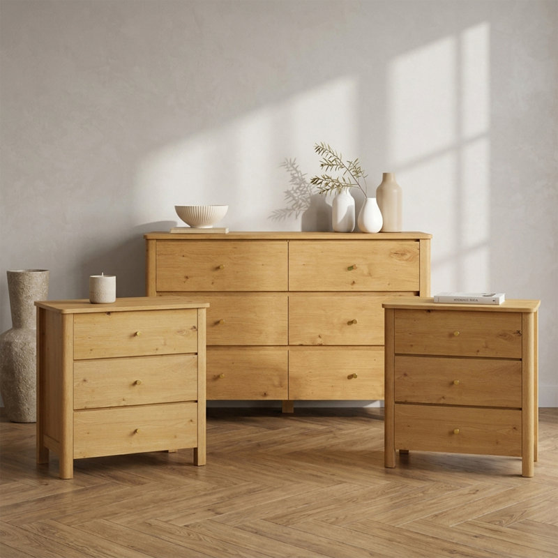 Ensemble de chambre à coucher 3 pièces (1 commode + 2 tables de chevet)