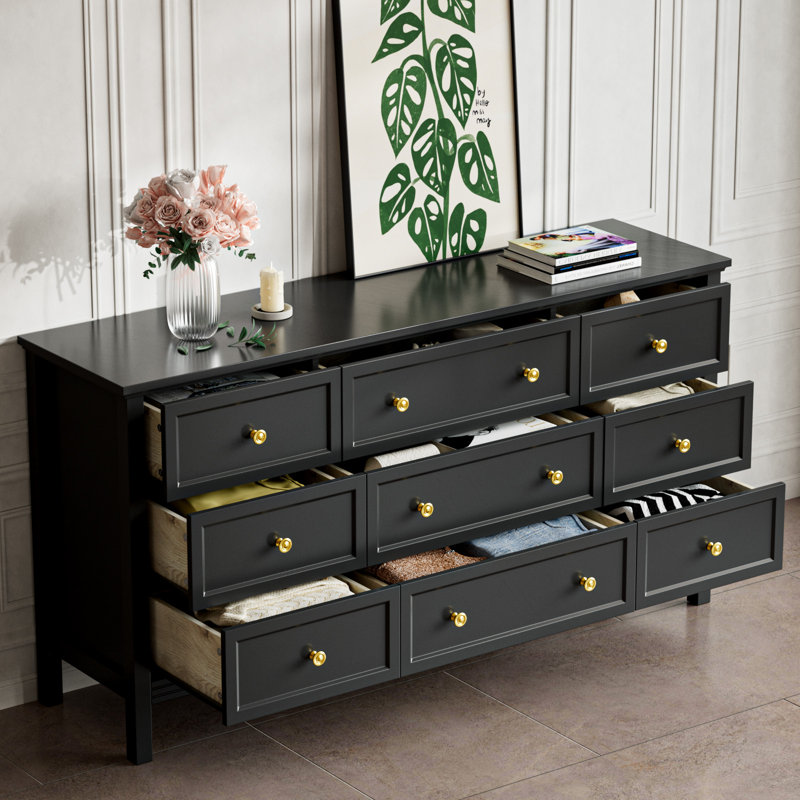 Deyonna 59'' W 9 - Drawer Dresser, Black
