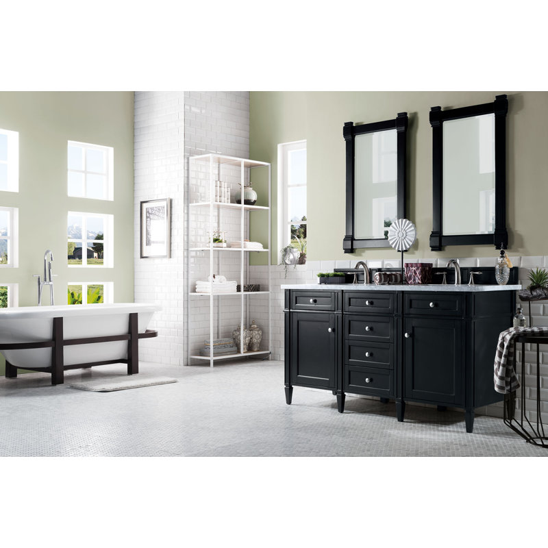 Brittany 60'' W Double Bathroom Vanity Base, Saddle Brown