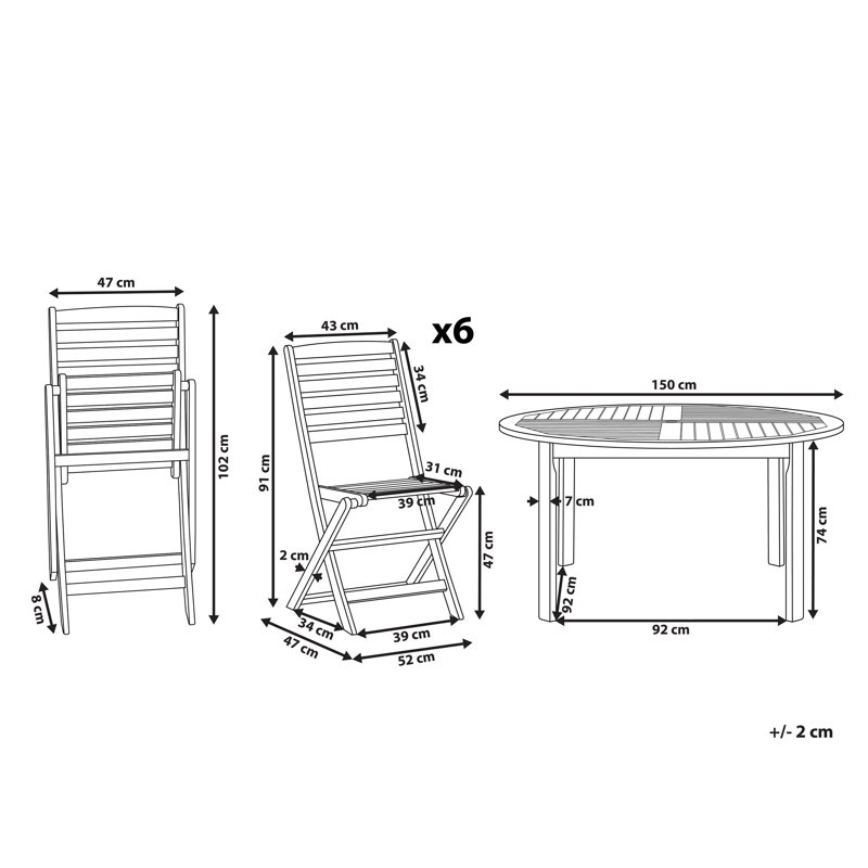 Golitz 6 - Person Acacia Solid Wood Patio Dining Set Round Table with Cushions Included