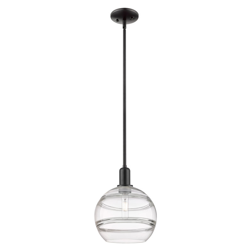 Arcadia - Amariyon - Mini-luminaire suspendu avec tige 10 po 1 lumière, Noir mat, H 12,25 po x l 10 po x P 10 po, Clair