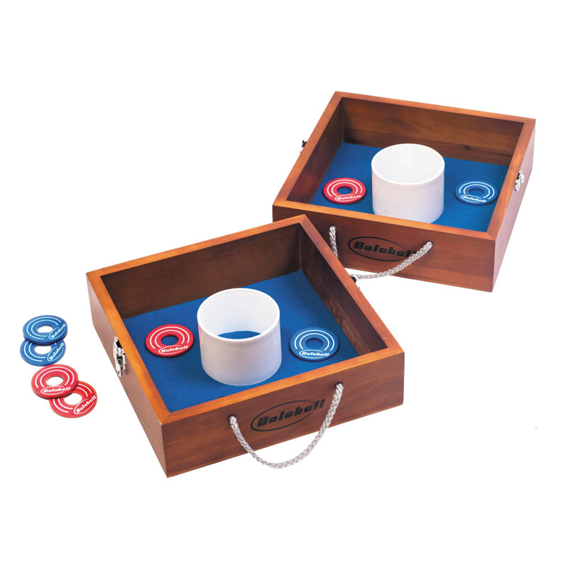 Bolaball Solid Wood Washer And Ring Toss with Carrying Case