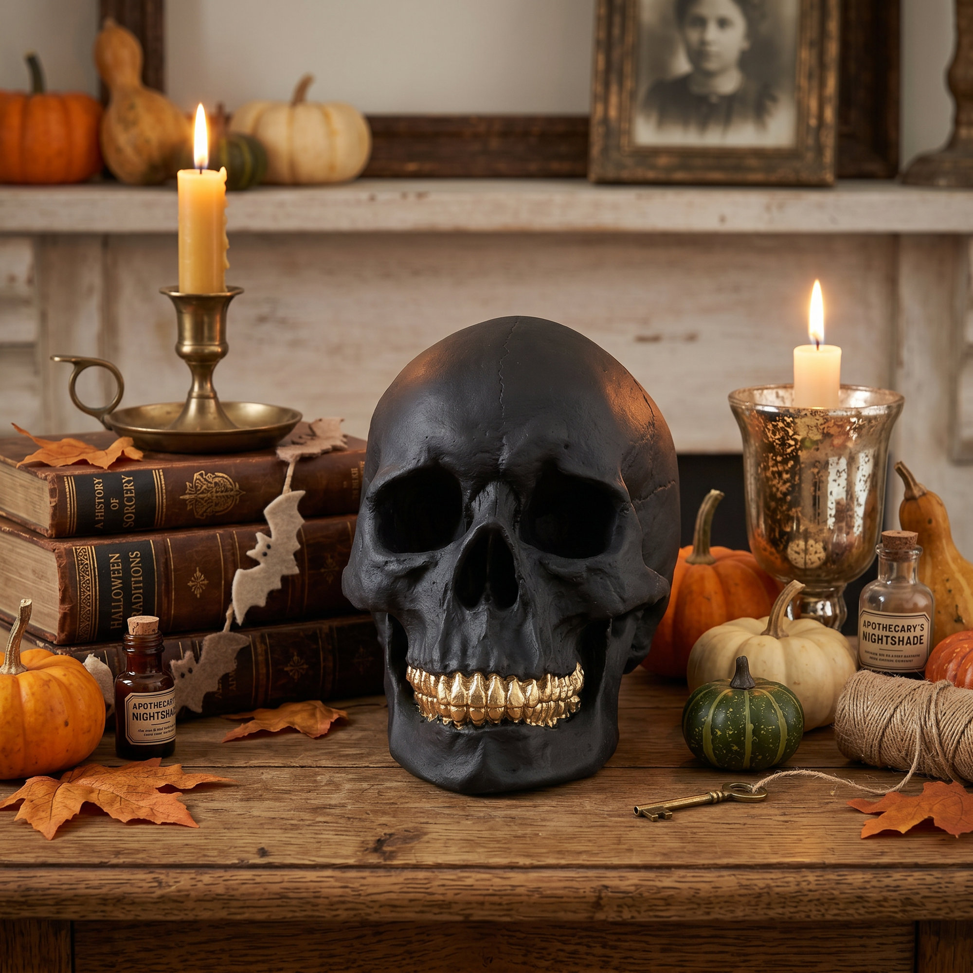 Muscogee Replica Faux Taxidermy Human Skull Figurine, White