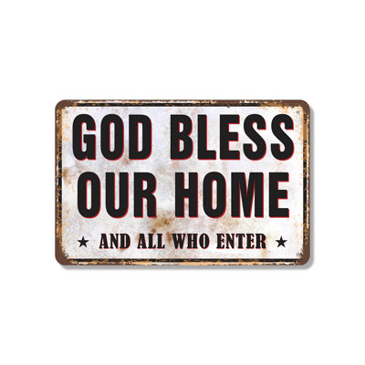 God Bless Our Home Street 18 Inch x 24 Inch Novelty Aluminum Sign