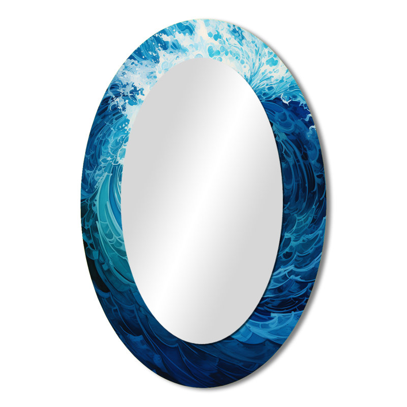 Vortex Tidal Twist Wave - miroir décoratif spirales abstraites, miroir mural moderne, impression d'art en métal, Ovale