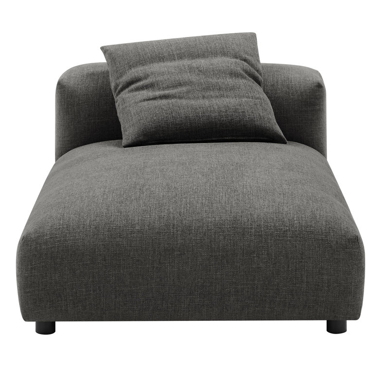 Chaise longue modulaire rembourrée en tissu Solace, Gris anthracite
