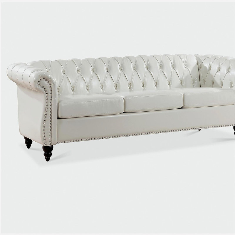 Canapé Chesterfield 84,65 pouces, Beige