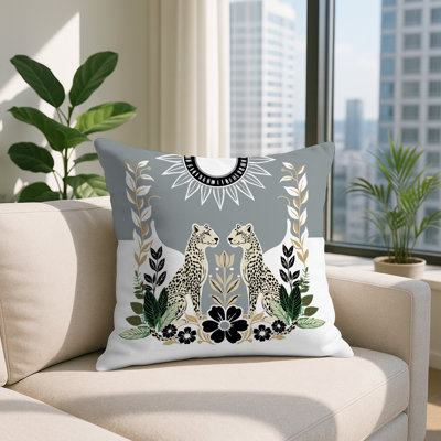 Spoke Leopard Reversible Indoor/Outdoor Square Pillow