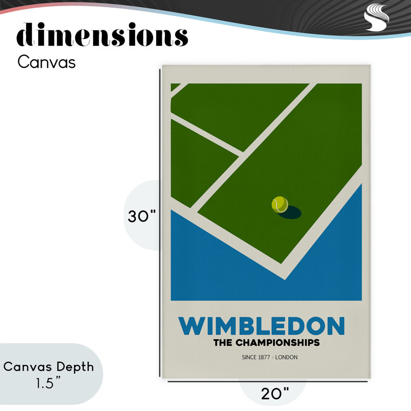 Toile de court de tennis Wimbledon, design par Andreas Magnusson, H 30 po x l 20 po