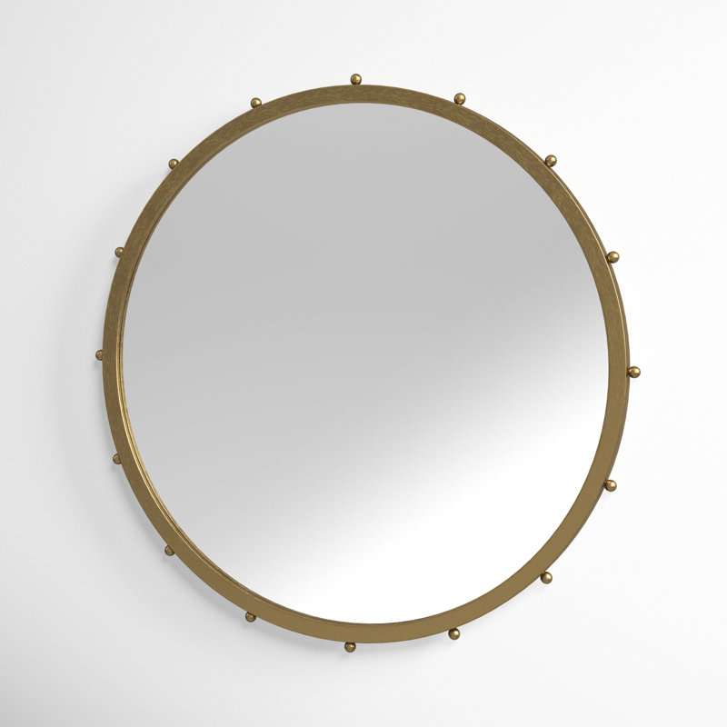 Weston Metal Round Mirror, 37.6" x 37.6", Gold