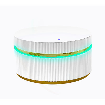Tavita 39" Round White Coffee Table With Glass Top And LED Lights