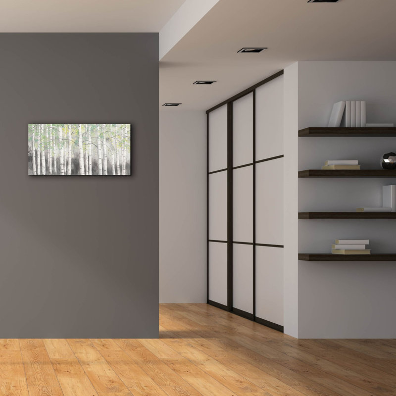 «Soft Birches Charcoal» par James Wiens, art mural sur toile, H 20 po x l 40 po