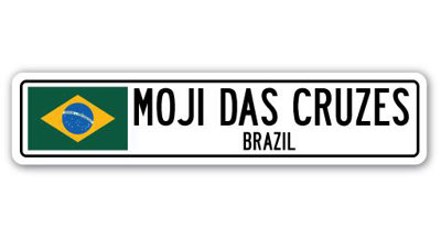 Plaque de rue en aluminium Moji Das Cruzes, drapeau du Brésil