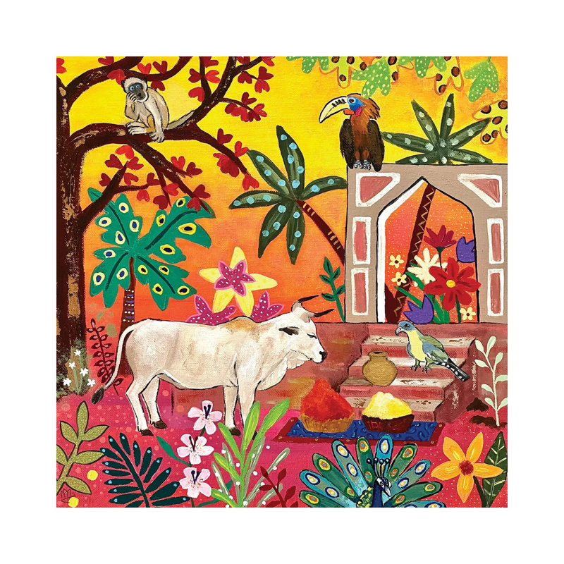 Sacred Cow In The Maharaja'S Garden by Magali Modoux - No Frame Gallery-Wrapped Canvas Giclée on Canvas