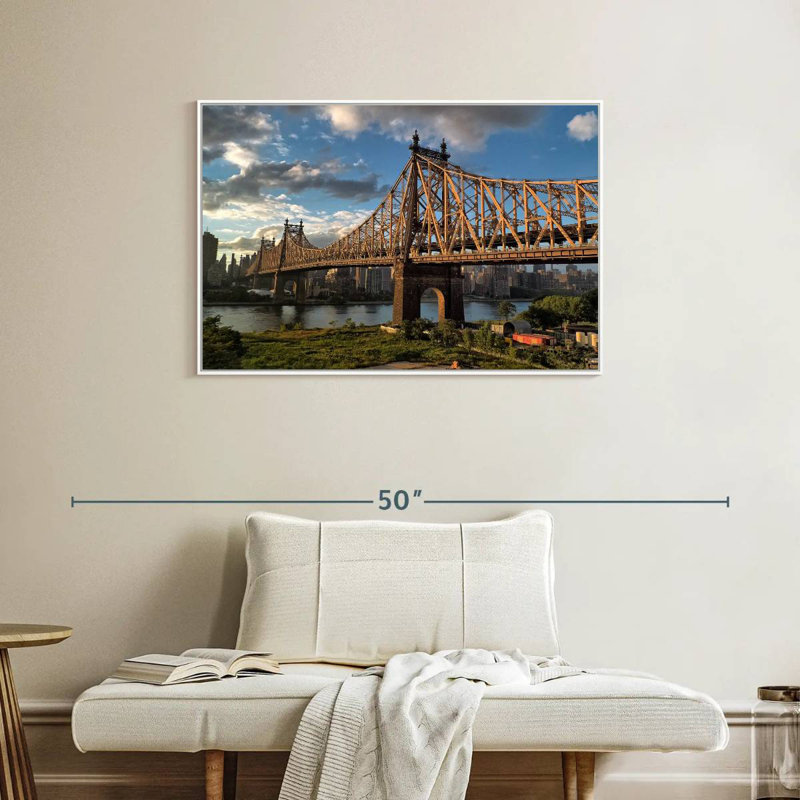 Pont de Queensboro, New York, Cadre flottant blanc, 37 po x 25 po