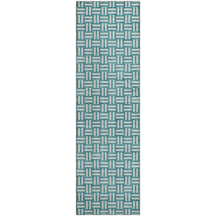Premium Machine Washable Prisco Teal Rug