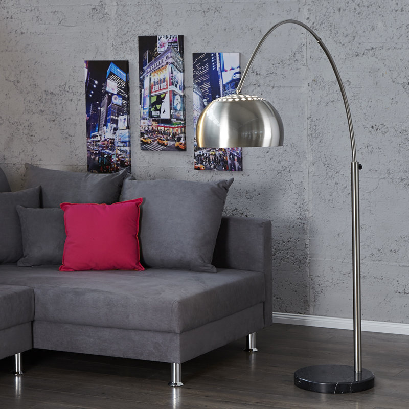 Ioanna 170cm Arched Floor Lamp, Matt brushed nickel