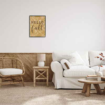«Hello Fall Greeting», motif fractal jaune rétro par Daphne Polselli - Art textuel
