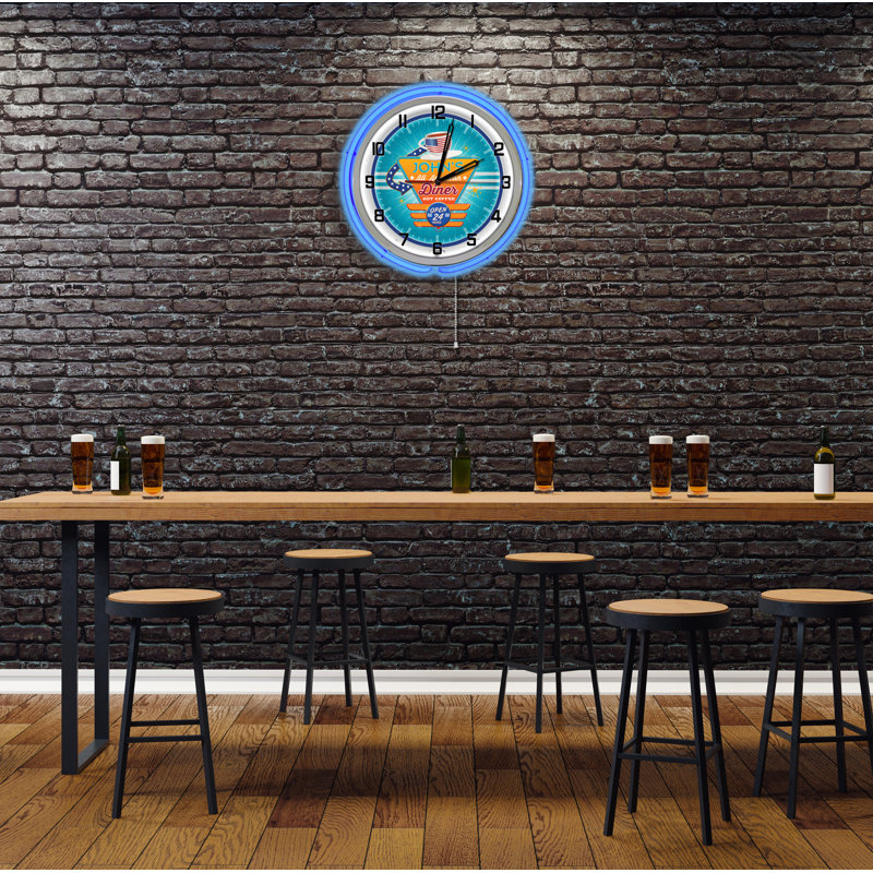 Horloge murale American Diner, Bleu