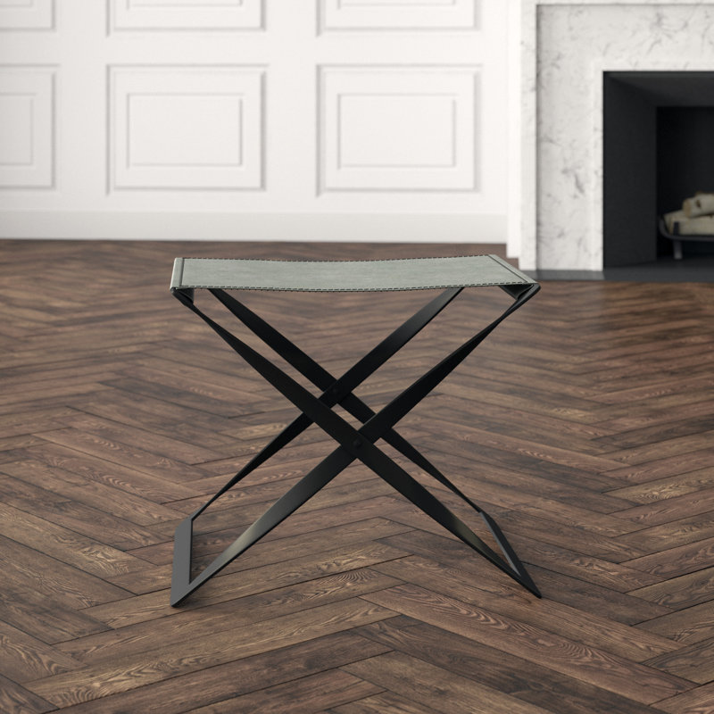 Folding Stool-Brown Leather