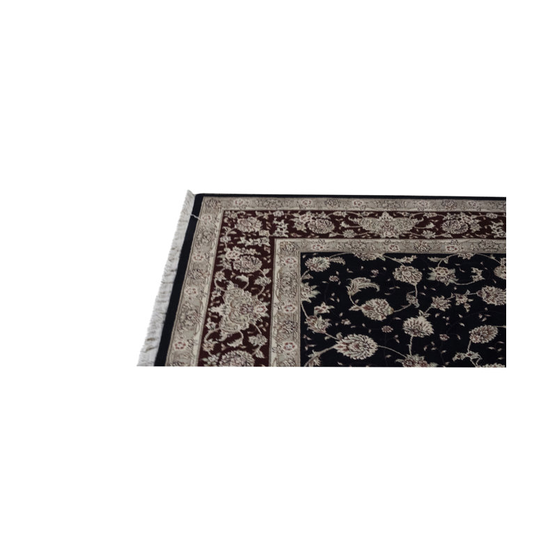 Hand-Knotted High-Quality Navy and Wine Area Rug