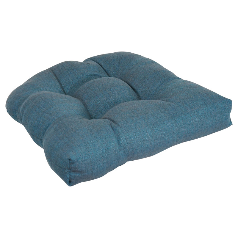 19-Inch Rounded Back Woven Olefin Outdoor Chair Cushion, Sea Blue