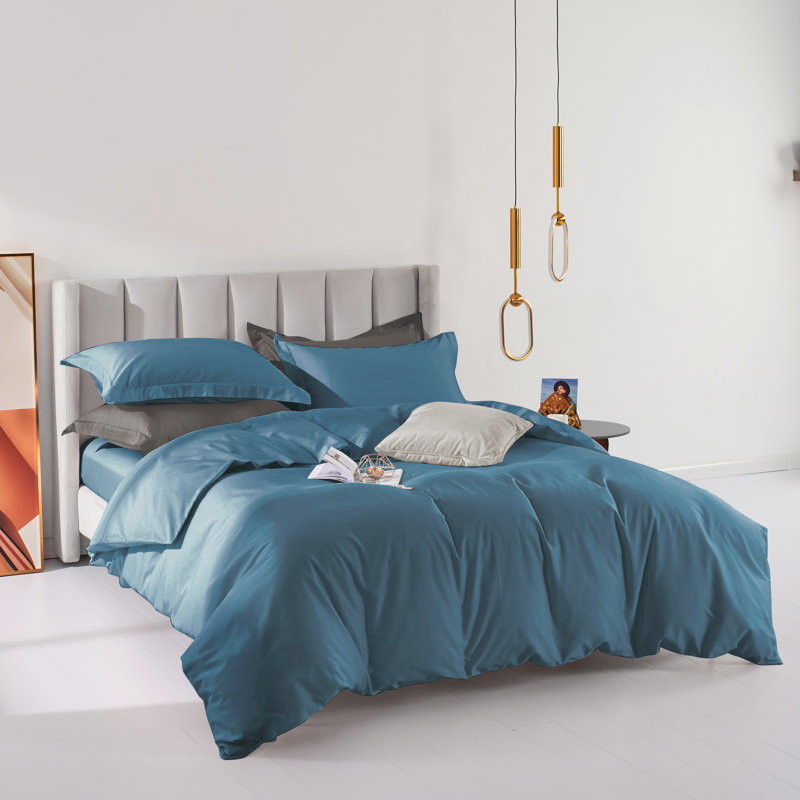 Solayne 3-Piece Soft Washed Microfiber Duvet Cover Set with Zipper Closure and Corner Ties, OEKO-TEX Certified, Blue
