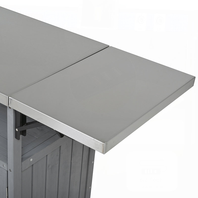 Îlot de cuisine pliable pour l'extérieur avec roulettes verrouillables, rangement et porte-serviettes pour cuisiner et servir sur la terrasse