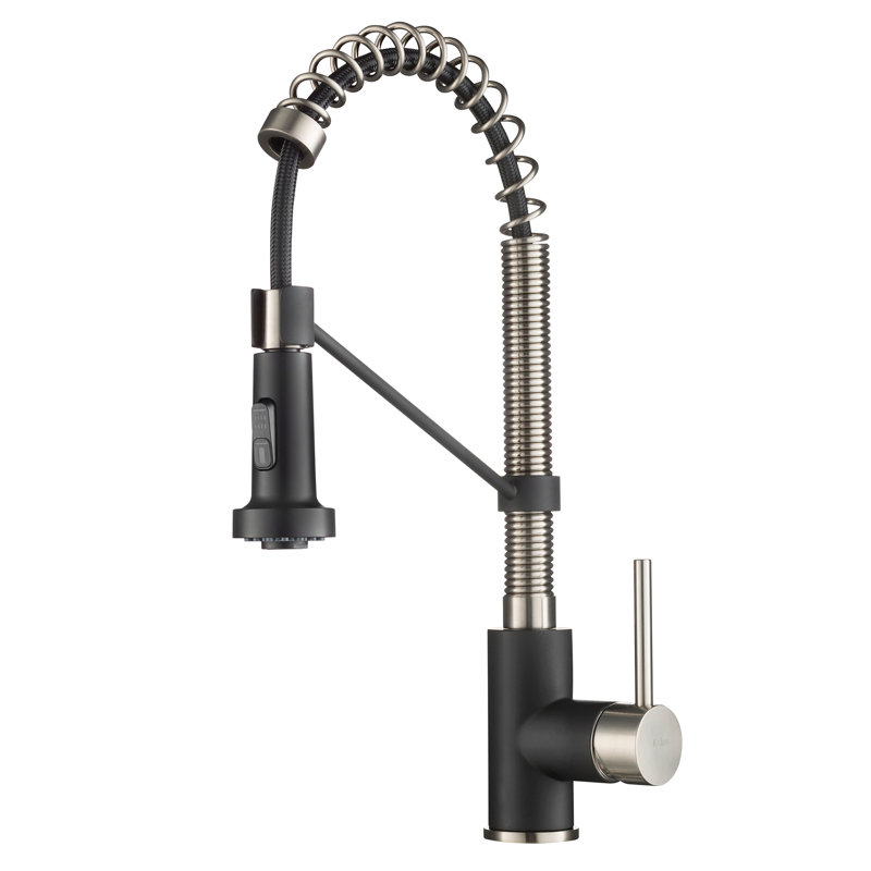 KRAUS Bolden Commercial Style 2-Function Single Handle Pull Down Kitchen Faucet, Matte Black