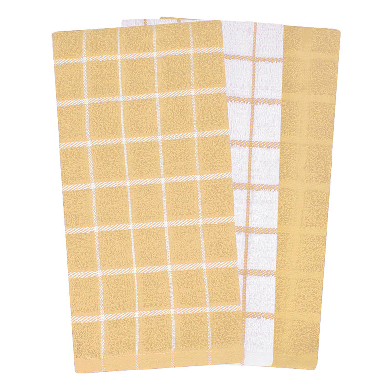 Cotton Plaid Tea Towel Kitchen Towel, Straw