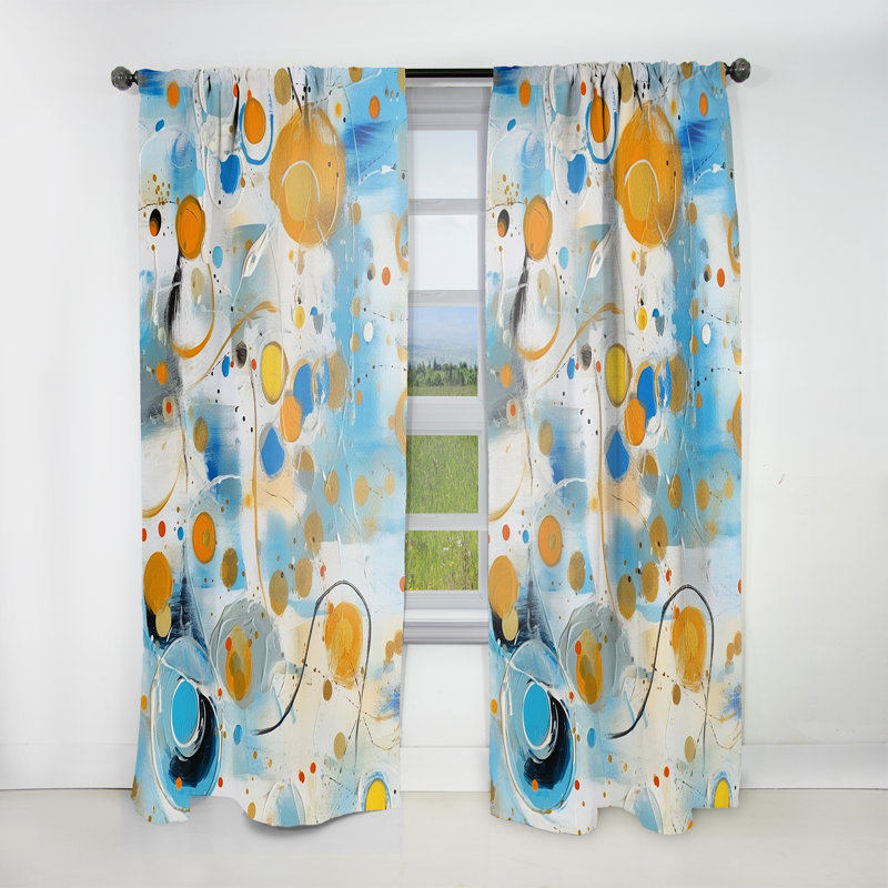 Rideau en velours moderne bleu sarcelle Combat IV abstrait et obscurcissant - 1 panneau, L 52 po x L 90 po