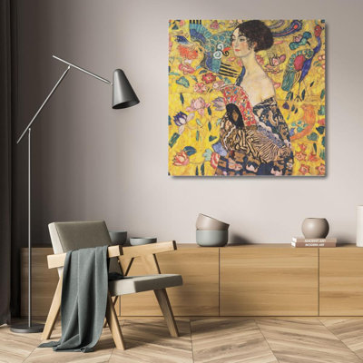 "Woman with Fan" by  Gustav Klimt - Gallery Wrap Canvas Wall Art