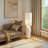 Cream Stoneware Floor Lamp With Linen Shade