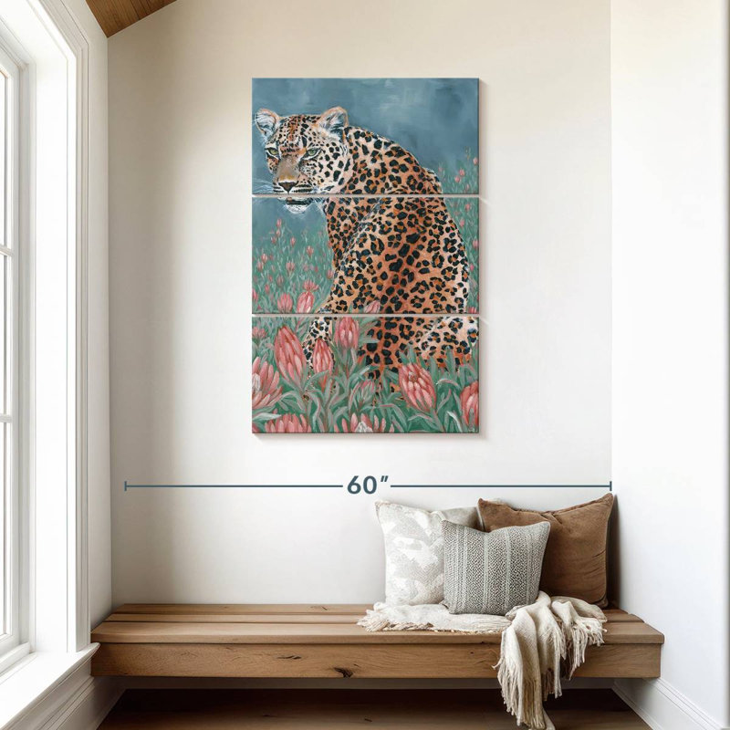 Brampt Leopard In The Flowers, 45" H x 28" W