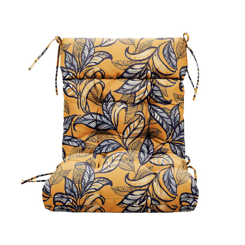 Outdoor Chair Cushion,adirondack Rocking High Back Tufted Thick Wicker Cushion With Ties For Patio Furniture,44"x21"x4",1 Count,floral
