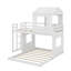 Lit superposé en bois, lit mezzanine avec maisonnette, maison de campagne, échelle et garde-corps-1026610911