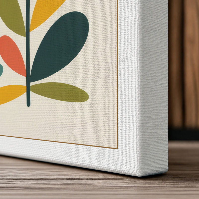 Golden Blooms Mid-Century - Wrapped Canvas, 18x12 - 45.7 x 30.5 cm, White Border