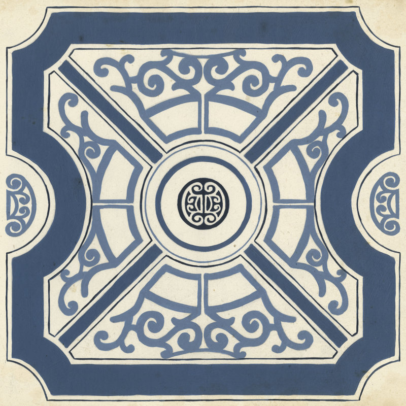 Indigo Motif I by June Erica Vess - Wrapped Canvas Painting, 91cm H x 91cm W