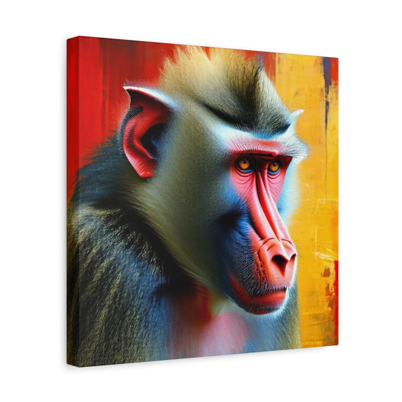 Mandrill, abstrait, reproduction d'art sur toile, H 14 po x l 14 po