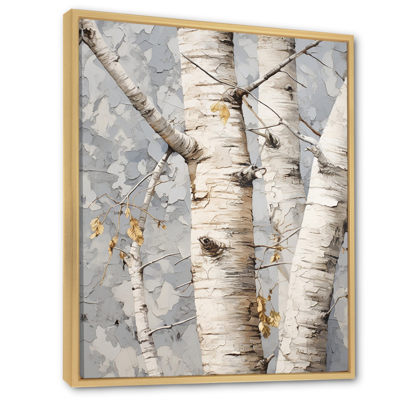 «Gray Minimalisme Sycamores Tree Shade I», reproduction sur toile, Cadre naturel flottant, H 20 po x l 12 po x P 1 po