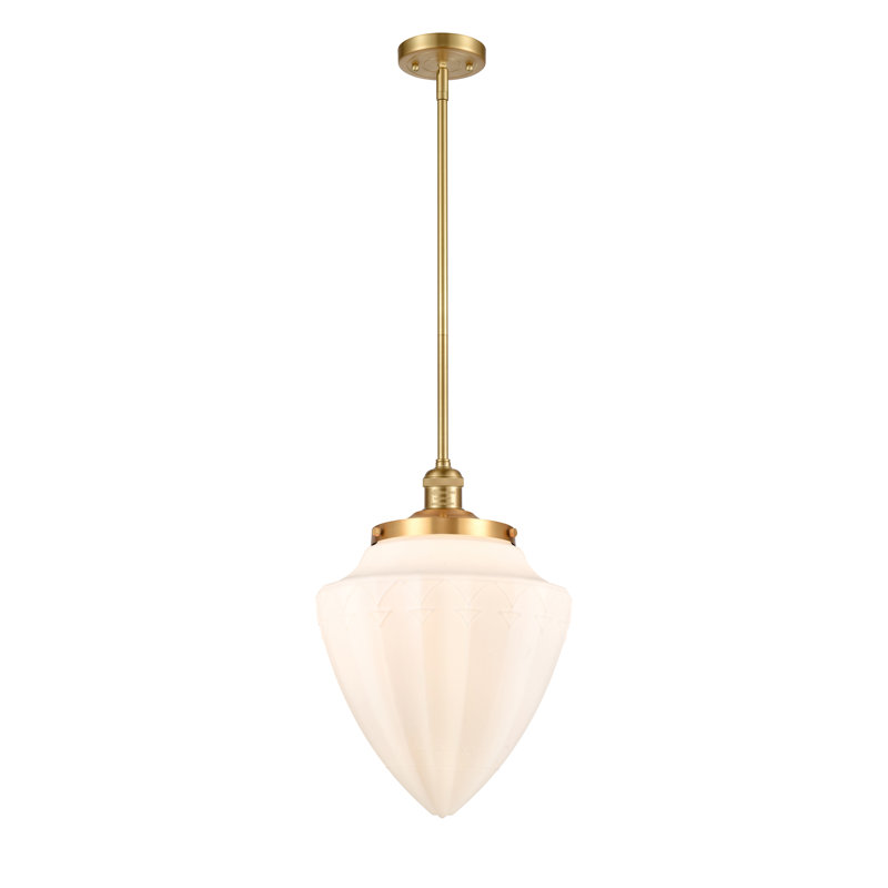 Luminaire suspendu géométrique unique 1 lumière, Or satiné, Blanc mat