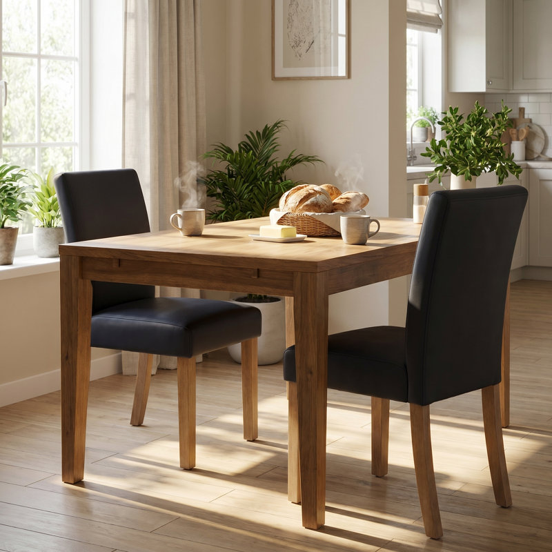 Upholstered Dining Chair, Black Faux Leather Side Chair, Armless Modern Kitchen Chair with Solid Wood Legs
