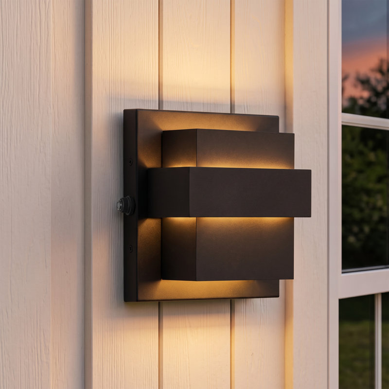 Matte Black LED Wall Light, Dusk to Dawn, 13"