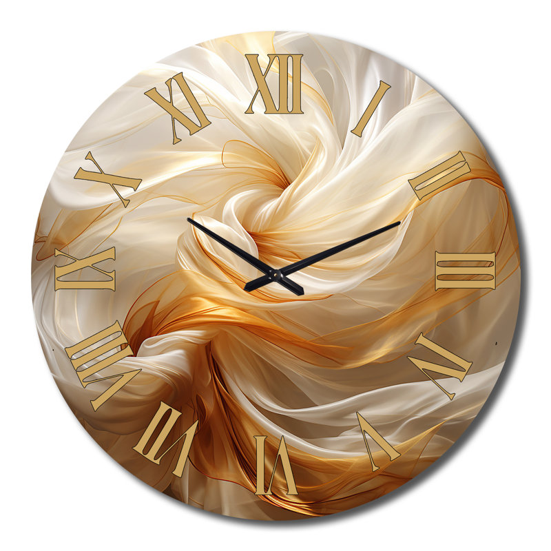 Horloge murale liquide Satisfaction Smooth Tender Orange Waves, Grand