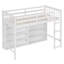 Lit mezzanine en bois de 62,2 po de hauteur avec tablettes de rangement et lit encastré avec échelle intégrée-94422990-94422987