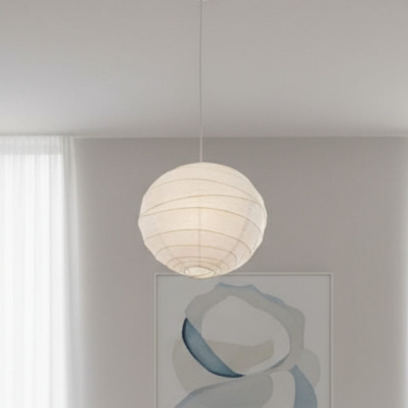 Paper Round Pendant Shade ( Clip On ) in White, 35cm H x 35cm W x 35cm D