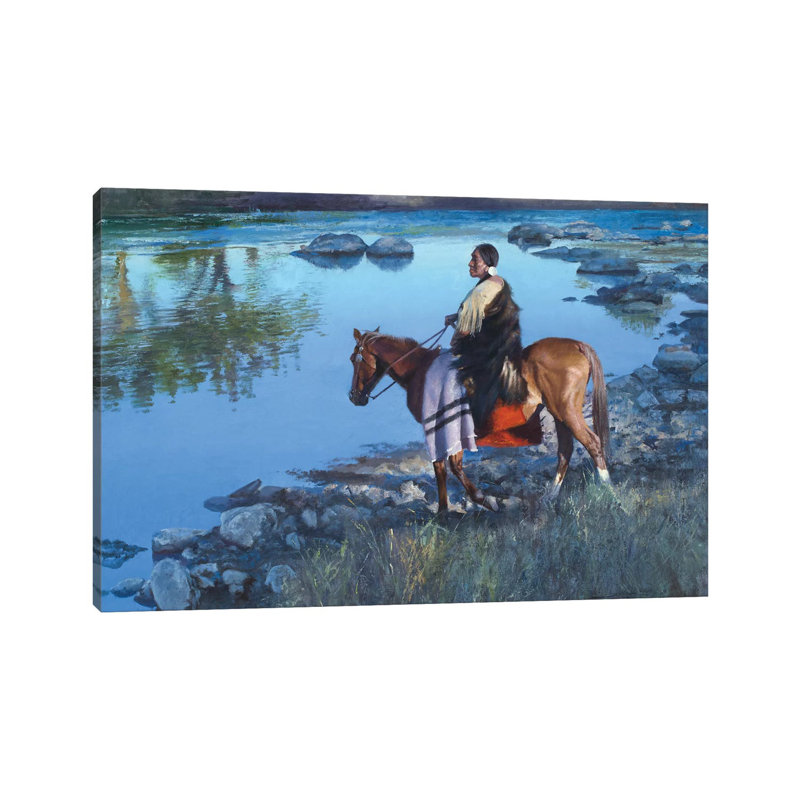 Cool Water Crossing by David Edward Kucera - Wrapped Canvas Painting, 20.32 cm H x 30.48 cm W