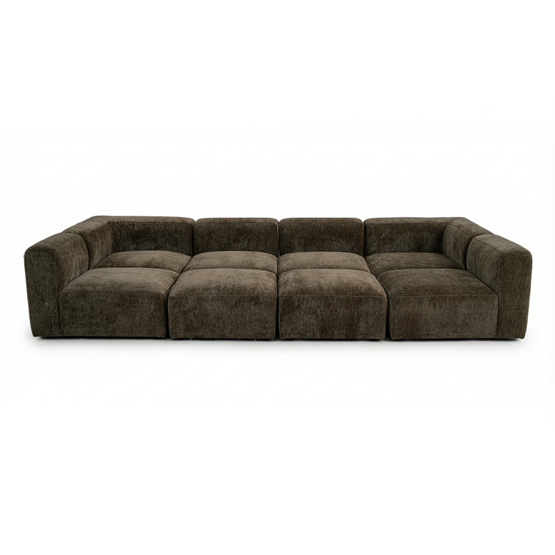 Canapé modulaire Chenille, Chenille brun chocolat, 25" H x 127" W x 63.5" D