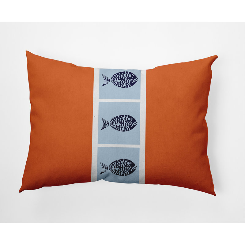 Fish Chips Indoor/Outdoor Lumbar Pillow, Orange